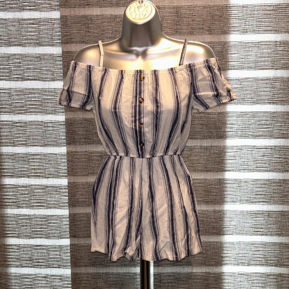 NWT Kids Striped Off-Shoulder Romper
